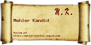 Mehler Kandid névjegykártya